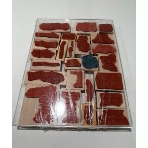 Vintage All Night Media Hero Arts Mini Rubber Stamp Lot Bday Invite 24pc Tray